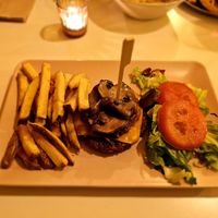 Veggie no-meat burger (no bun on my request). at Voodoo Restaurant in Badajoz