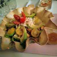 crispy crepes with fresh salad filling! at Voodoo Restaurant in Badajoz