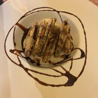 Tempura de berenjena y hummus  at Voodoo Restaurant in Badajoz