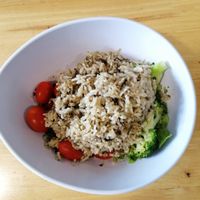 Salad with fried rice at The Crowded Bowl - Republic Polytechnic in North Singapore