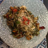rice noodles with vegetables and tofu  at Nishta in Dubrovnik