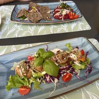 Raw vegan gnocchi I would rather say it’s really nice pesto salad but I loved it   at Nishta in Dubrovnik