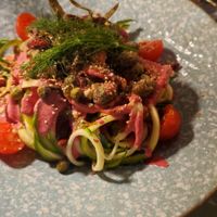 Purple spaghetti at Nishta in Dubrovnik