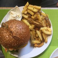 Burger & Fries w/ vegan mayo  at Délices Veggies in Metz