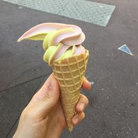 strawberry-lemon soft serve at Délices Veggies in Metz