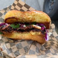 BBQ jackfruit sandwich. at Jackfruit Cafe in West Los Angeles