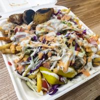 Loaded fries at Jackfruit Cafe in West Los Angeles