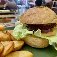 Vegan beyond meat burger   at New Leaf Eatery in Siem Reap