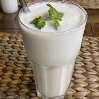 Coconut smoothie made with soy milk, $3  at New Leaf Eatery in Siem Reap