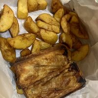 Sausage rolls and chips   at New Leaf Eatery in Siem Reap