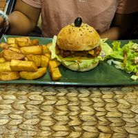 Burger at New Leaf Eatery in Siem Reap