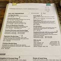 1 page of around 4 for the menu  at New Leaf Eatery in Siem Reap