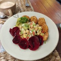 vegan Avocado chickpea salad with falafel at New Leaf Eatery in Siem Reap