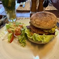 Burger at New Leaf Eatery in Siem Reap