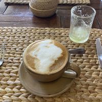 Oat cappuccinoo  at New Leaf Eatery in Siem Reap
