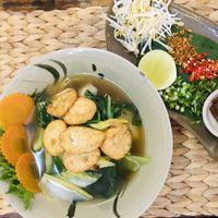 Veggie noodle soup  at New Leaf Eatery in Siem Reap