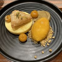 Saffron cream cheese Samosa dessert   at Burma Burma in New Delhi