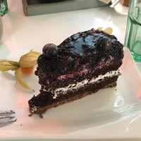 Vegan blueberry chocolate gateau  at Brocca Cafe in Berlin