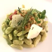Pesto pasta with vegan cheese at Il Margutta in Rome