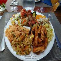 Plateload of vegan food from the lunchtime buffet. at Il Margutta in Rome