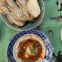 Lentil hummus and bread  at Escalones de la Lonja in Valencia