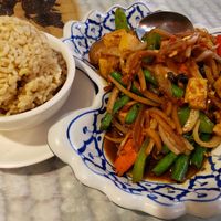 Sauteed Basil Curry, made with tofu, gluten-free and just the right amount of heat. at Thai Cuisine in Boise