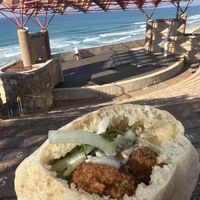 Short hop to the sea    at Falafel Tova in Netanya
