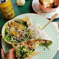 Falafel wrap and sweet potato wedges at Greenway in Leuven