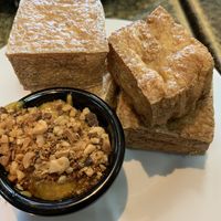 Deep Fred tofu. Would be better with a different sauce instead of satay    at Imm Thai Cafe in Cairns