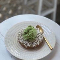 blueberry donut with matcha ice cream (vegan, gf, paleo) at Matcha Cafe in Tibubeneng
