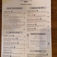 Vegan menu   at Mumbaiwala Indian Street Kitchen in Christchurch