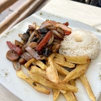 Vegan lomo salteado  at Restaurant Paracas in Paracas