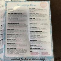 Menu at One Block Back in Sunshine Coast