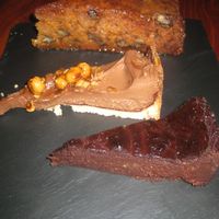 Three vegan desserts at Betty's Vegetarian Restaurant in Amsterdam