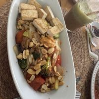 Thai peanut noodles with extra tofu  at Nomada Organics & Gourmet in La Paz