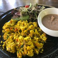 Huevos rancheros (tofu)  at Nomada Organics & Gourmet in La Paz