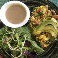 Mexican - Tofu-eggs. With beans and delicious tortillas 😍 at Nomada Organics & Gourmet in La Paz