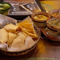 Chips and trio of dips served upon arrival. All vegan. Simple and packed with flavour. at Los Magueyes  in La Paz