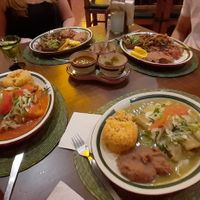 Vegan enchiladas with red and green sauce. Vegan grilled vegetable plates served with warm assortment of tacos. DELICIOUS vegan food. at Los Magueyes  in La Paz