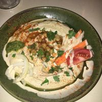 original hummus table  at Akko Hummus Bar in Leipzig