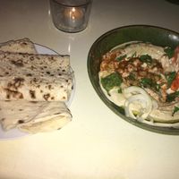 peta bread with hummus at Akko Hummus Bar in Leipzig