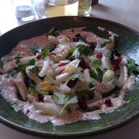 Fennel salad with tahini at Akko Hummus Bar in Leipzig