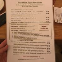 Menu at Keren View in North London