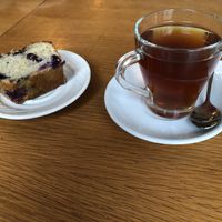 Blueberry, lime and banana gluten free cake and Eritrean spicy tea   at Keren View in North London