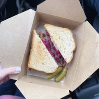 Vegan Tempeh Ruben sandwich  at Blue Scorcher Bakery Cafe in Astoria