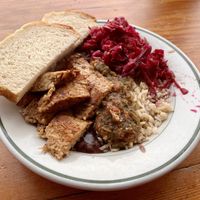 poet’s bowl with tempeh and sauerkraut...  at Blue Scorcher Bakery Cafe in Astoria
