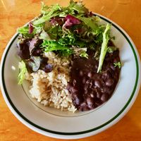 Beans, greens, and rice--healthy & delicious at Blue Scorcher Bakery Cafe in Astoria