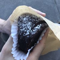 Vegan chocolate applesauce cake  at Blue Scorcher Bakery Cafe in Astoria