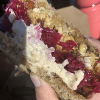 Tempeh rueben ordered vegan  at Blue Scorcher Bakery Cafe in Astoria