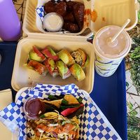 Fish/shrimp tacos, rainbow roll, wings and root beer float - 10/10!! at Seed Ranger in Ventura